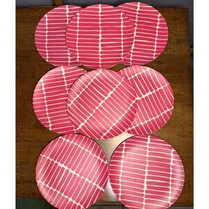 MARIMEKKO Target Magenta Pink White Modern MELAMINE Dinner Plate Set Of 8